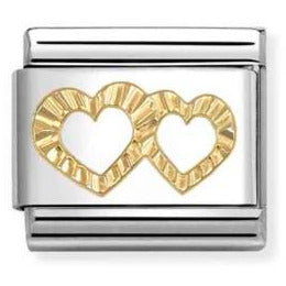 030149/64 Classic SYMBOLS steel and 18k gold Diamond double hearts profile