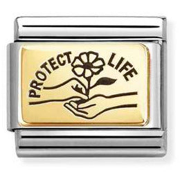 030166/66 Classic PLATES (IC) in steel and 18k gold Protect life