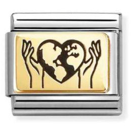 030166/67 Classic PLATES (IC) in steel and 18k gold Hands with globe
