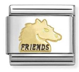 030285/71 Classic SYMBOLS steel, enamel & 18k gold Friends horse