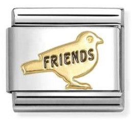 030285/72 Classic SYMBOLS steel, enamel & 18k gold Friends bird