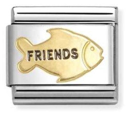 030285/75 Classic SYMBOLS steel, enamel & 18k gold Friends fish
