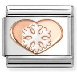 430202/45 Classic SYMBOLS steel, enamel and 9k rose gold (45_White snowflake heart)