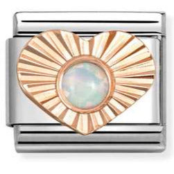 430516/07 Classic DIAMOND HEART STONES, in steel and bonded rose gold gold (07_WHITE OPAL)