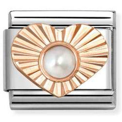 430516/13 Classic DIAMOND HEART STONES, in steel and bonded rose gold gold (13_WHITE PEARL)