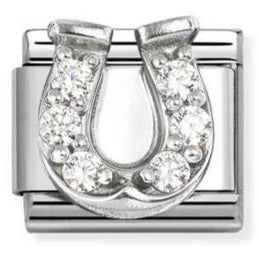 330304/51 CL SYMBOLS steel , Cubic zirconia and 925 sterling silver WHITE horseshoe