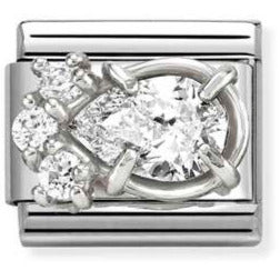 CL steel, CZ and 925 sterling silver WHITE Drop