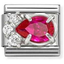 CL steel, CZ and 925 sterling silver RED Drop