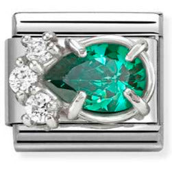 CL steel, CZ and 925 sterling silver GREEN Drop