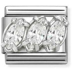 CL steel, CZ and 925 sterling silver WHITE Trilogy