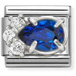 CL steel, CZ and 925 sterling silver BLUE drop
