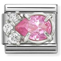 CL steel, CZ and 925 sterling silver PINK drop