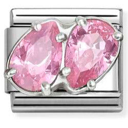 CL steel, CZ and 925 sterling silver PINK double drops