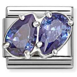 CL steel, CZ and 925 sterling silver BLUE double drops