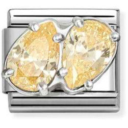 CL steel, CZ and 925 sterling silver YELLOW double drops