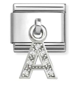 331818/01 Classic CHARMS LETTERS CZ steel & sterling silver A