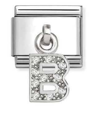 331818/02 Classic CHARMS LETTERS CZ steel & sterling silver B