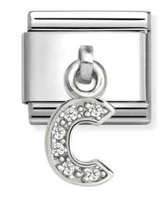 331818/03 Classic CHARMS LETTERS CZ steel & sterling silver C