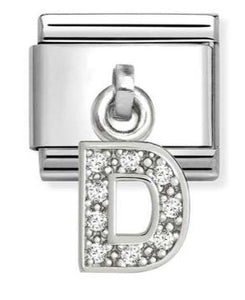 331818/04 Classic CHARMS LETTERS CZ steel & sterling silver D