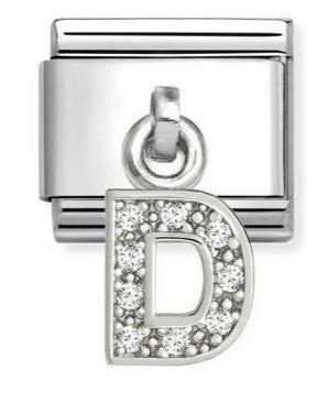 331818/04 Classic CHARMS LETTERS CZ steel & sterling silver D