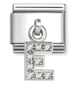 331818/05 Classic CHARMS LETTERS CZ steel & sterling silver E