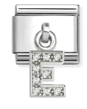 331818/05 Classic CHARMS LETTERS CZ steel & sterling silver E