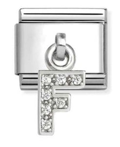 331818/06 Classic CHARMS LETTERS CZ steel & sterling silver F
