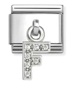 331818/06 Classic CHARMS LETTERS CZ steel & sterling silver F