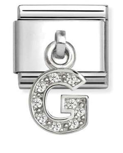331818/07 Classic CHARMS LETTERS CZ steel & sterling silver G
