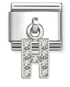 331818/08 Classic CHARMS LETTERS CZ steel & sterling silver H