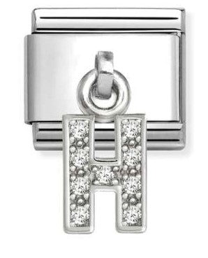 331818/08 Classic CHARMS LETTERS CZ steel & sterling silver H