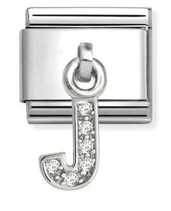 331818/10 Classic CHARMS LETTERS CZ steel & sterling silver J
