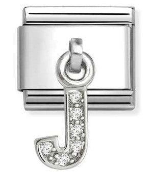 331818/10 Classic CHARMS LETTERS CZ steel & sterling silver J