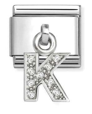 331818/11 Classic CHARMS LETTERS CZ steel & sterling silver K