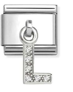 331818/12 Classic CHARMS LETTERS CZ steel & sterling silver L