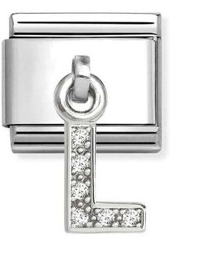 331818/12 Classic CHARMS LETTERS CZ steel & sterling silver L