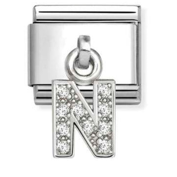 331818/14 Classic CHARMS LETTERS CZ steel and 925 sterling silver (14_N)