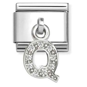 331818/17 Classic CHARMS LETTERS CZ steel and 925 sterling silver (17_Q)