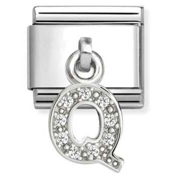 331818/17 Classic CHARMS LETTERS CZ steel and 925 sterling silver (17_Q)