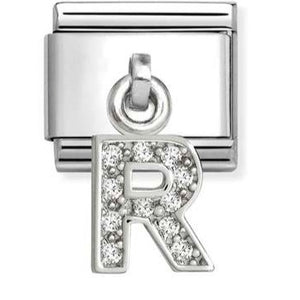 331818/18 Classic CHARMS LETTERS CZ steel and 925 sterling silver (18_R)