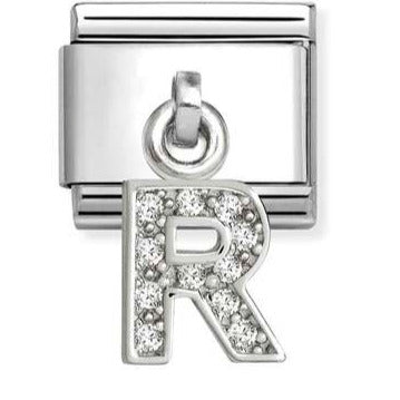 331818/18 Classic CHARMS LETTERS CZ steel and 925 sterling silver (18_R)