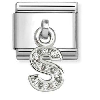 331818/19 Classic CHARMS LETTERS CZ steel and 925 sterling silver (19_S)