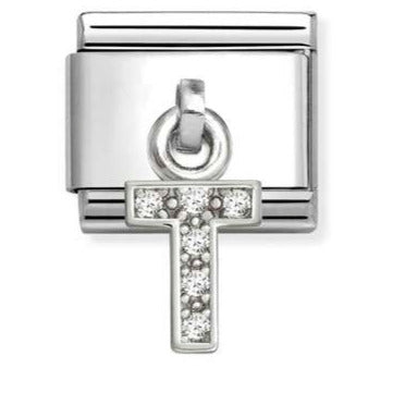 331818/20 Classic CHARMS LETTERS CZ steel and 925 sterling silver (20_T)