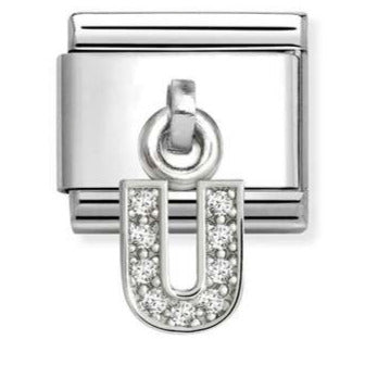331818/21 Classic CHARMS LETTERS CZ steel and 925 sterling silver (21_U)
