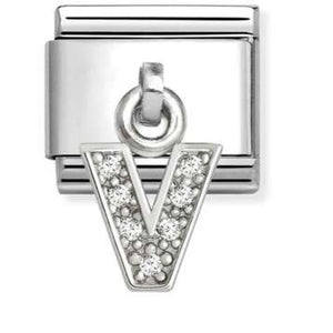 331818/22 Classic CHARMS LETTERS CZ steel and 925 sterling silver (22_V)