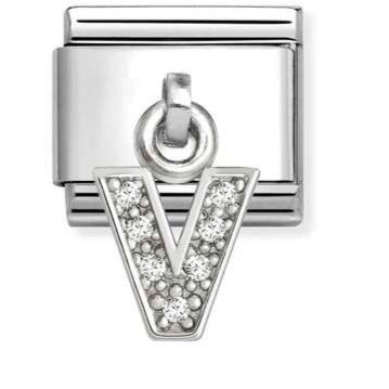 331818/22 Classic CHARMS LETTERS CZ steel and 925 sterling silver (22_V)