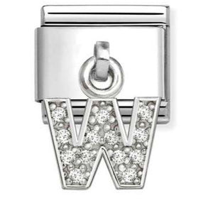 331818/23 Classic CHARMS LETTERS CZ steel and 925 sterling silver (23_W)