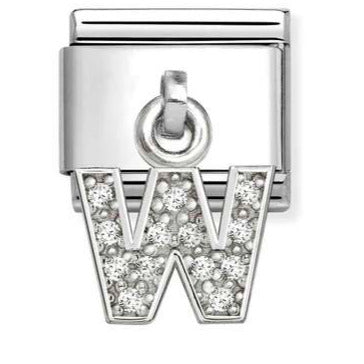 331818/23 Classic CHARMS LETTERS CZ steel and 925 sterling silver (23_W)