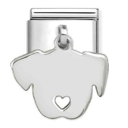 331801/14 Classic CHARMS PLATES steel and 925 sterling silver Dog face pendant