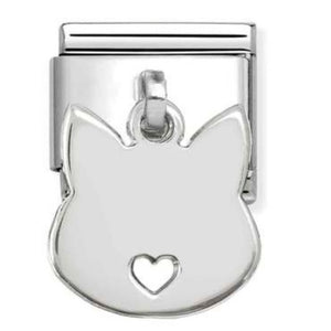 Classic CHARMS PLATES steel and 925 sterling silver Cat face pendant